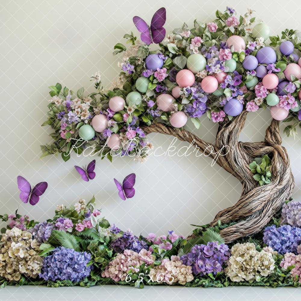 Kate Frühling Blumen Verzauberter Baum Schmetterlinge Hintergrund von Patty Roberts - Kate Backdrop.de