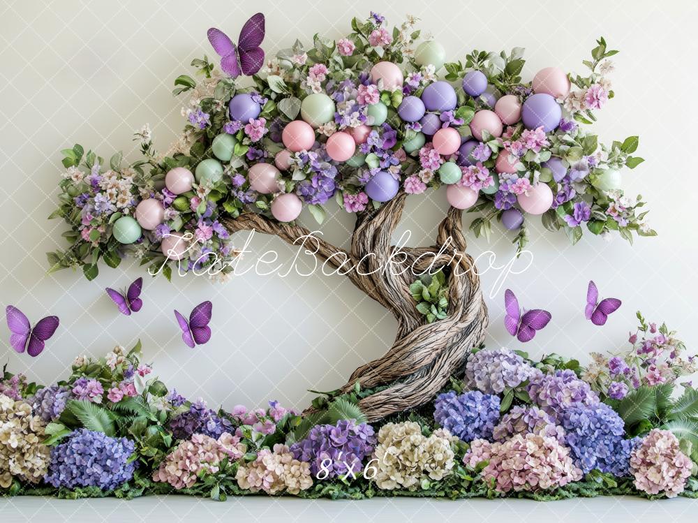 Kate Frühling Blumen Verzauberter Baum Schmetterlinge Hintergrund von Patty Roberts - Kate Backdrop.de