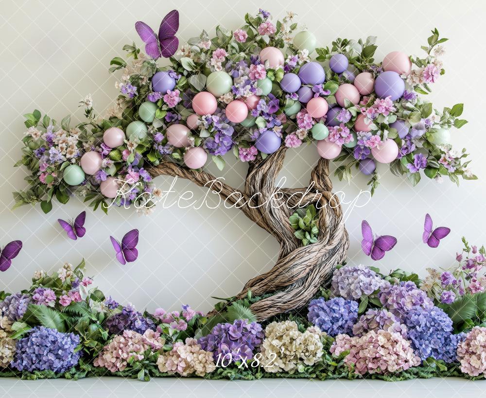 Kate Frühling Blumen Verzauberter Baum Schmetterlinge Hintergrund von Patty Roberts - Kate Backdrop.de