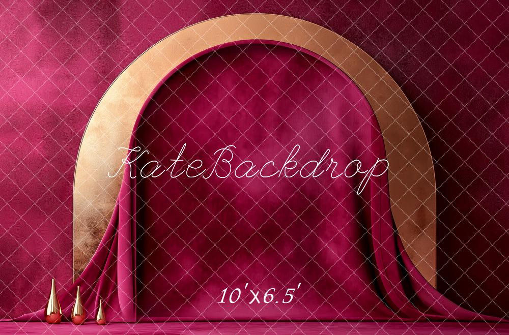🔥50%OFF-Kate Luxuriöse Goldbogenvorhänge aus rotem Samt Hintergrund - Kate Backdrop.de
