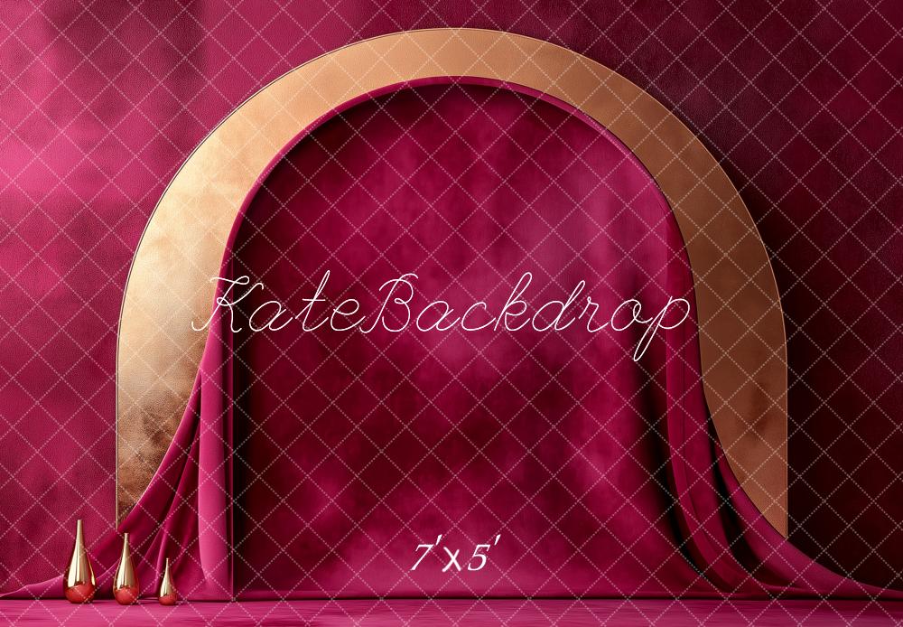 🔥50%OFF-Kate Luxuriöse Goldbogenvorhänge aus rotem Samt Hintergrund - Kate Backdrop.de