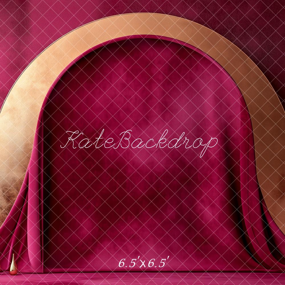 🔥50%OFF-Kate Luxuriöse Goldbogenvorhänge aus rotem Samt Hintergrund - Kate Backdrop.de