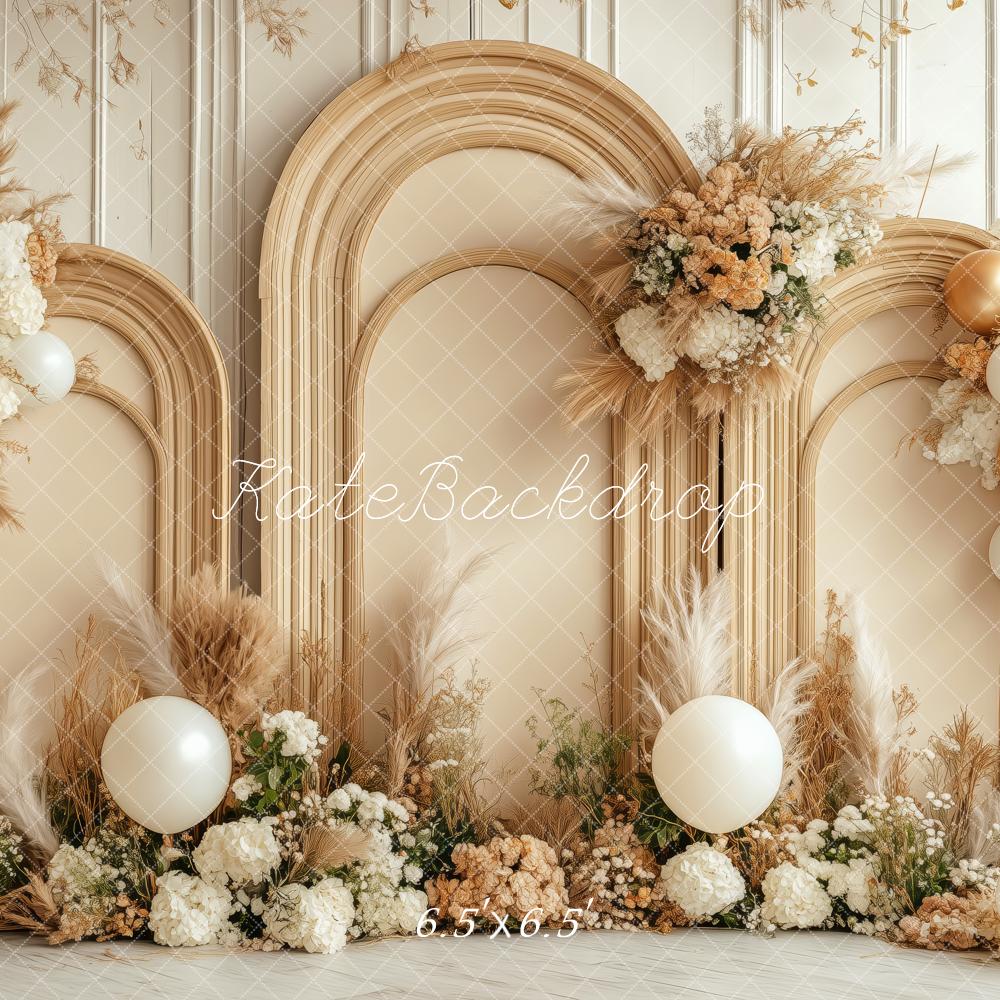 Kate Boho Blumenbogen Luftballons Hintergrund von Patty Roberts - Kate Backdrop.de