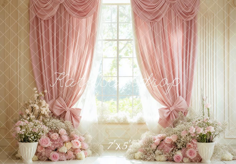 Kate Frühling Romantisch Rosa Floral Vorhang Fenster Hintergrund von Patty Roberts - Kate Backdrop.de