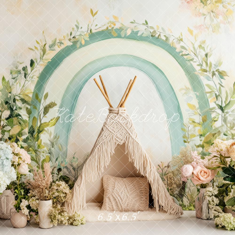 🔥50%OFF-Kate Boho Grünes Bogen-Tipi Hintergrund - Kate Backdrop.de