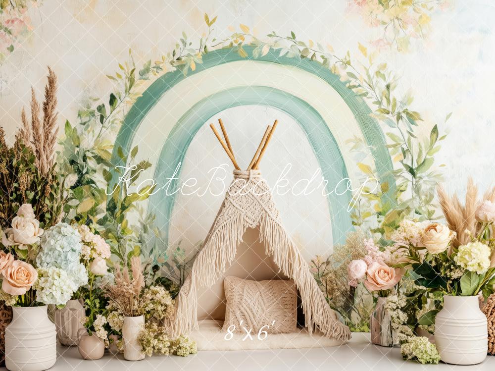 🔥50%OFF-Kate Boho Grünes Bogen-Tipi Hintergrund - Kate Backdrop.de