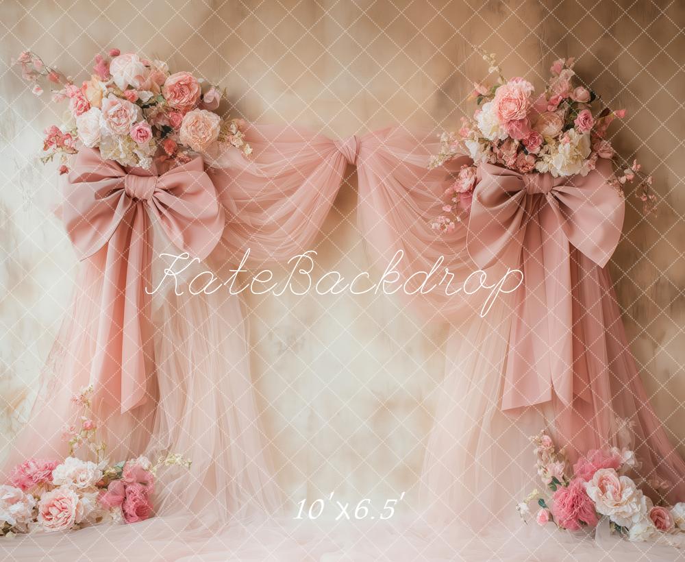 🔥50%OFF-Kate Blumen rosa Schleife Drapierungen Vintage Wand Hintergrund - Kate Backdrop.de