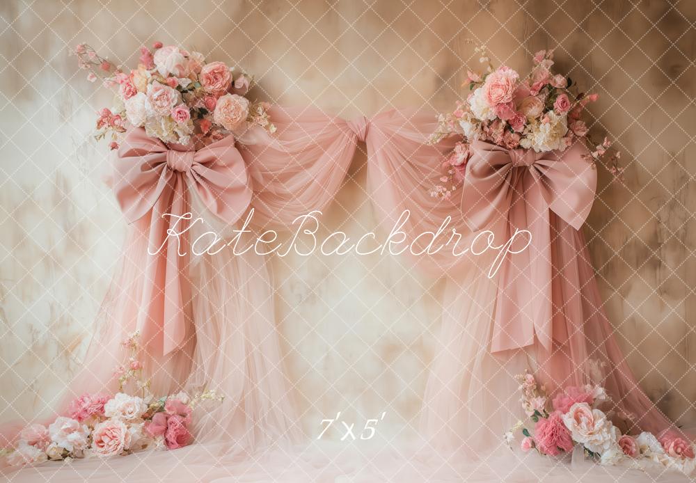 🔥50%OFF-Kate Blumen rosa Schleife Drapierungen Vintage Wand Hintergrund - Kate Backdrop.de