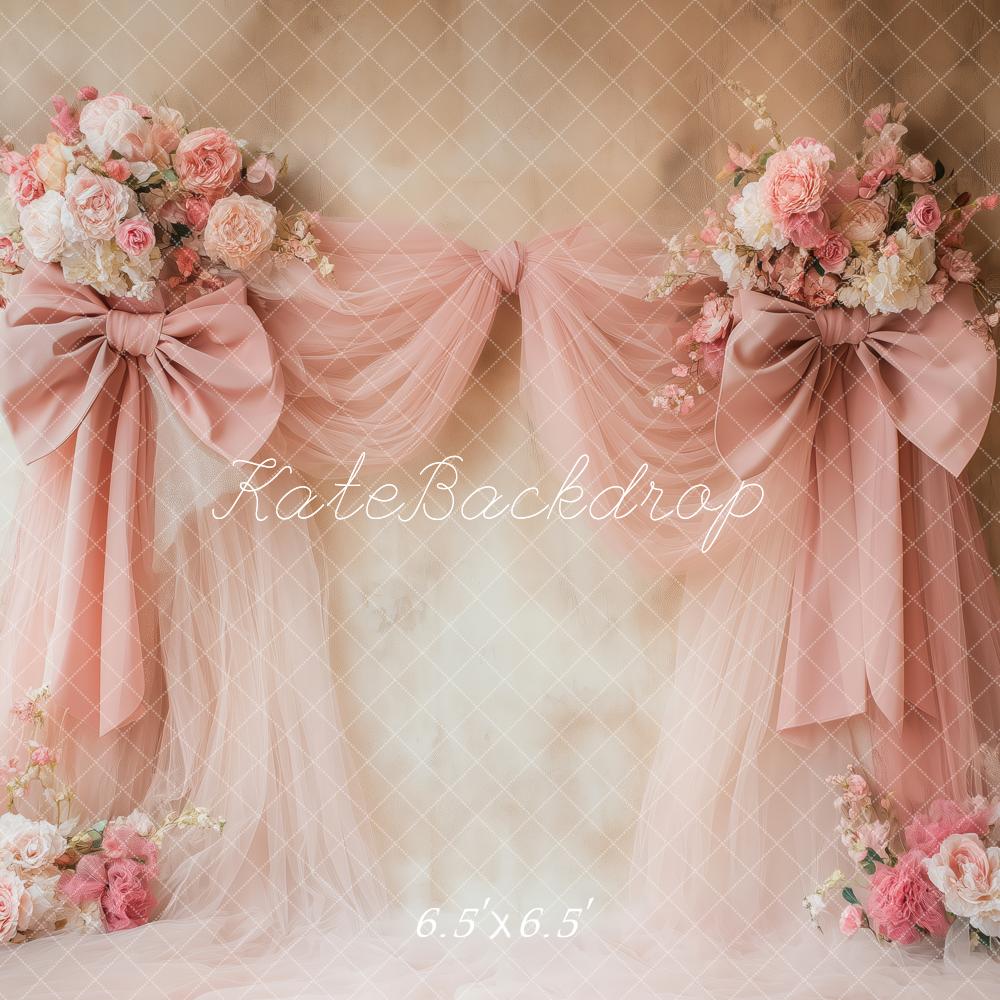 🔥50%OFF-Kate Blumen rosa Schleife Drapierungen Vintage Wand Hintergrund - Kate Backdrop.de