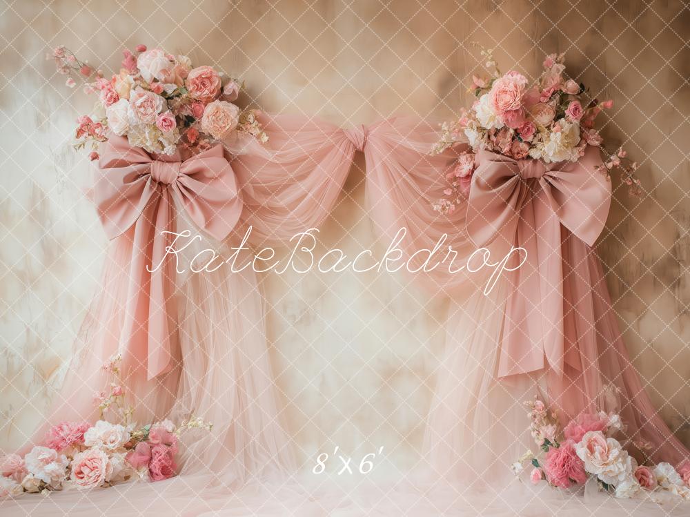 🔥50%OFF-Kate Blumen rosa Schleife Drapierungen Vintage Wand Hintergrund - Kate Backdrop.de