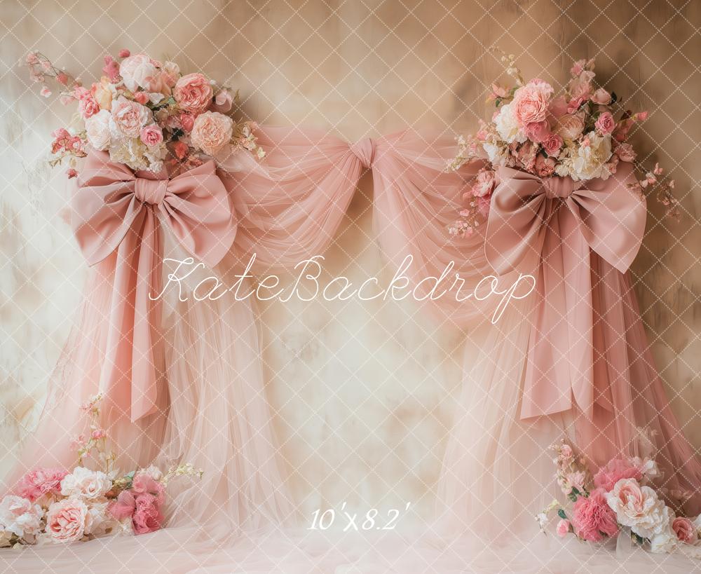 🔥50%OFF-Kate Blumen rosa Schleife Drapierungen Vintage Wand Hintergrund - Kate Backdrop.de