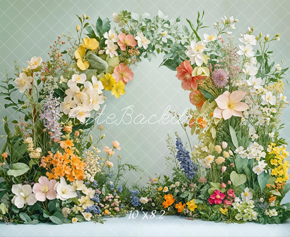 Kate Frühling Blumenbogen Grünzeug Hintergrund entworfen von Emetselch - Kate Backdrop.de