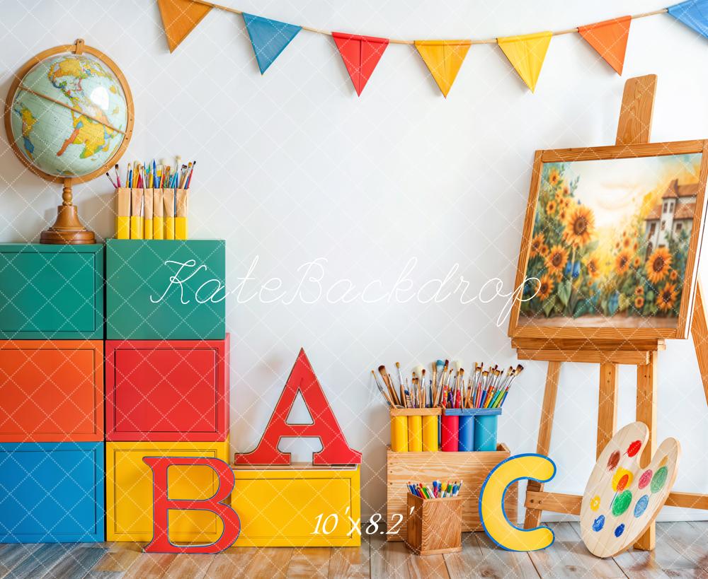 Kate Schule Kunst Malerei Alphabet Hintergrund entworfen von Emetselch - Kate Backdrop.de