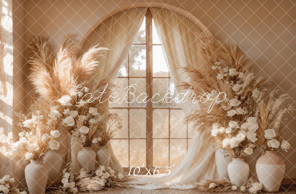 Kate Boho Blumenfenster Pampasgras Hintergrund Von Kate - Kate Backdrop.de