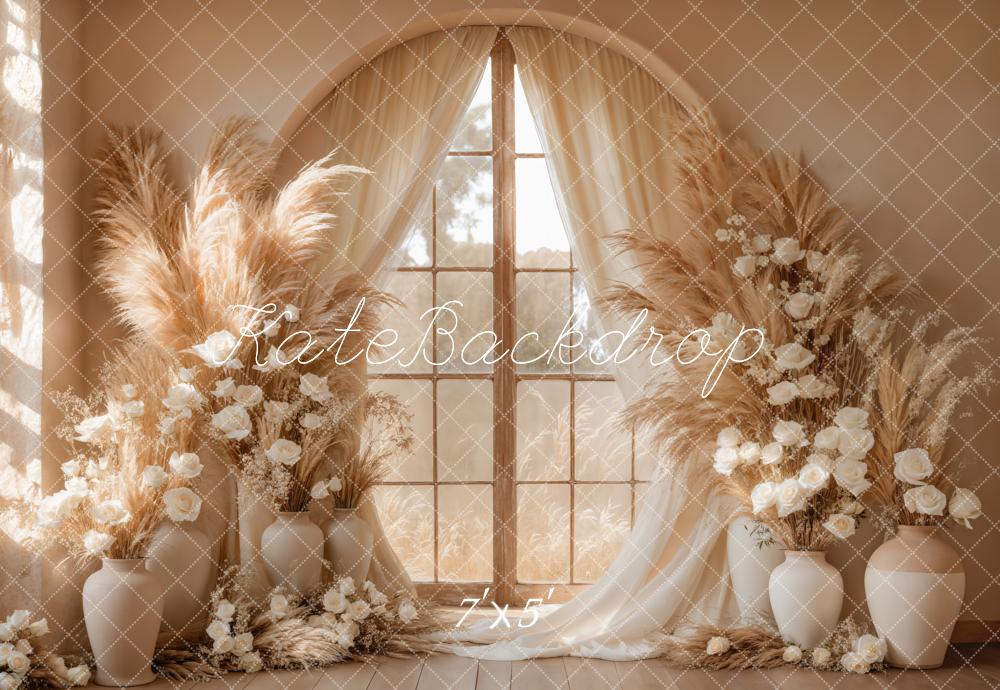 Kate Boho Blumenfenster Pampasgras Hintergrund Von Kate - Kate Backdrop.de