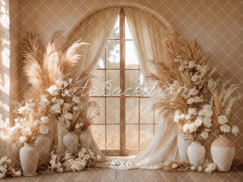 Kate Boho Blumenfenster Pampasgras Hintergrund Von Kate - Kate Backdrop.de