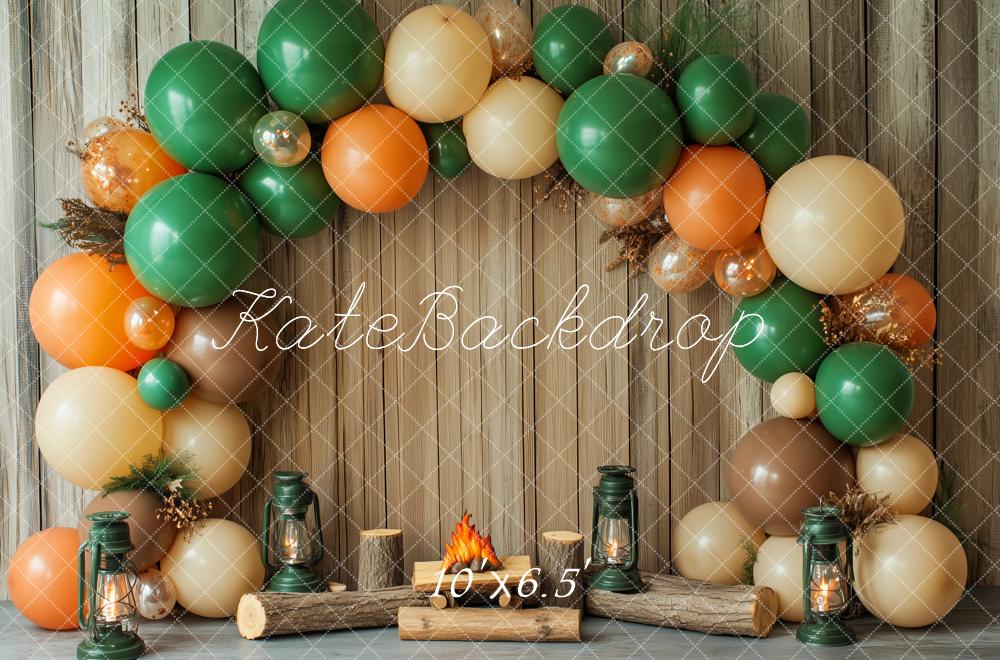 Kate Campingplatz Cake Smash Ballonbogen Hintergrund Entworfen von Patty Robert - Kate Backdrop.de