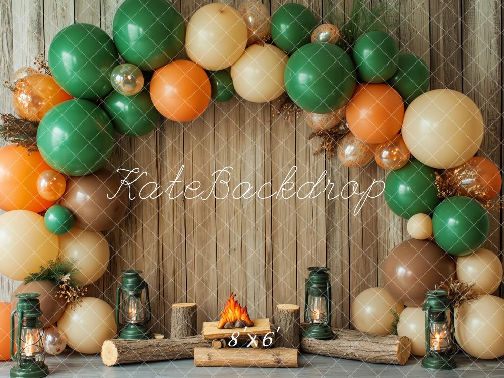 Kate Campingplatz Cake Smash Ballonbogen Hintergrund Entworfen von Patty Robert - Kate Backdrop.de