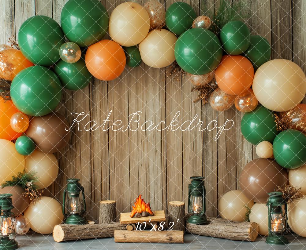 Kate Campingplatz Cake Smash Ballonbogen Hintergrund Entworfen von Patty Robert - Kate Backdrop.de