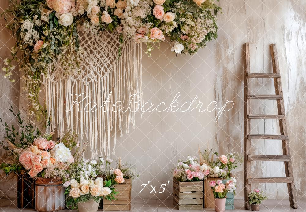Kate Boho-Blumen-Makrame-Leiter Hintergrund Entworfen von Patty Robert - Kate Backdrop.de