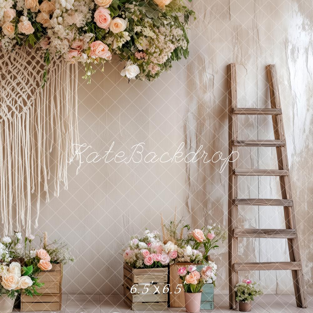 Kate Boho-Blumen-Makrame-Leiter Hintergrund Entworfen von Patty Robert - Kate Backdrop.de