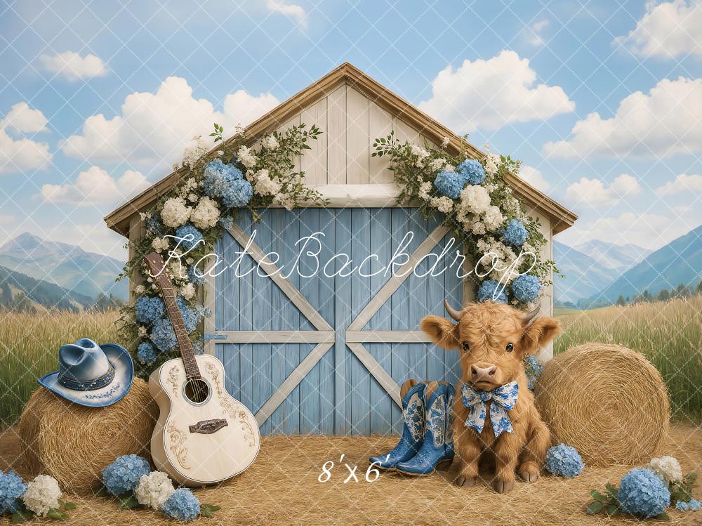 Kate Land im Freien Scheune Blumen Kuh Hintergrund von Ashley Paul - Kate Backdrop.de