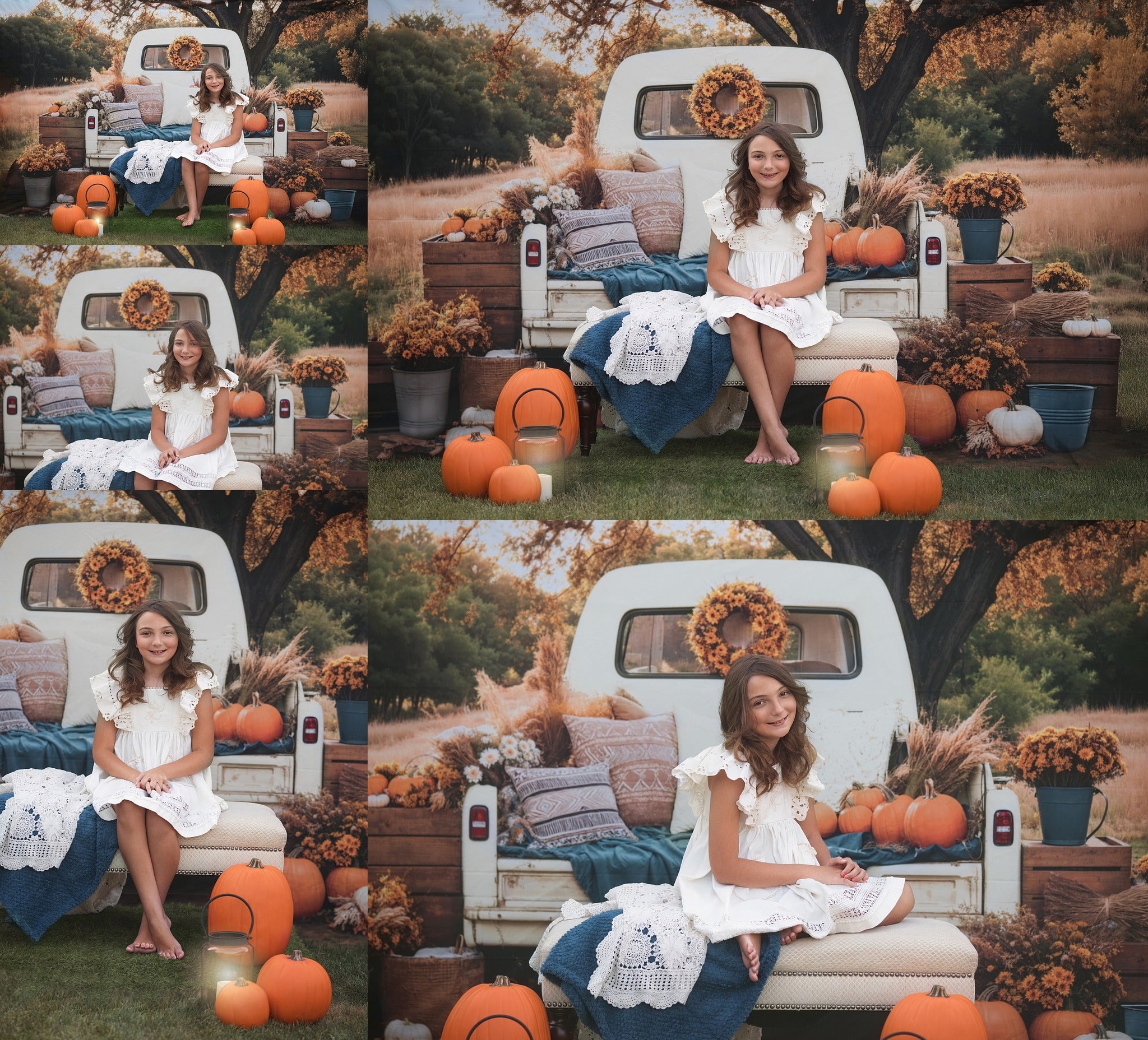 Kate Herbst Pickup Kürbisse Blumen Vintage Hintergrund Entworfen von Emetselch - Kate Backdrop.de