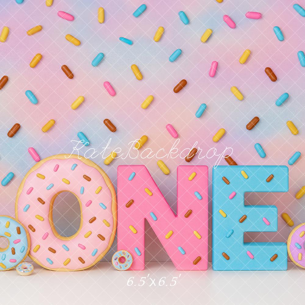Kate Erster Geburtstag Donut Pastellfarbe Hintergrund von Ashley Paul - Kate Backdrop.de