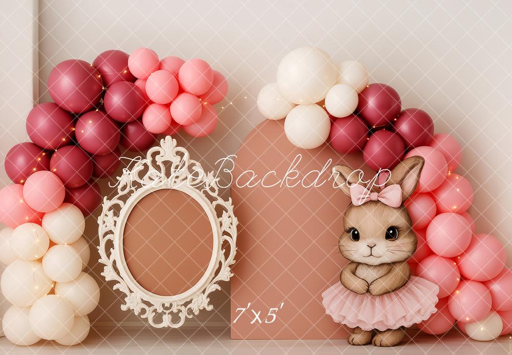 Kate Cake Smash Bunny Luftballon Rahmen Hintergrund Entworfen von Patty Robert - Kate Backdrop.de