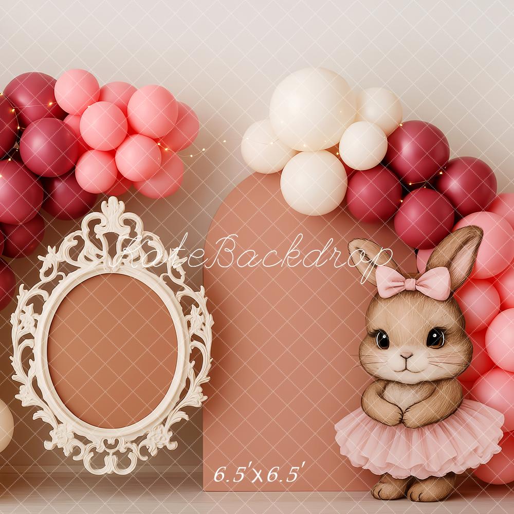 Kate Cake Smash Bunny Luftballon Rahmen Hintergrund Entworfen von Patty Robert - Kate Backdrop.de