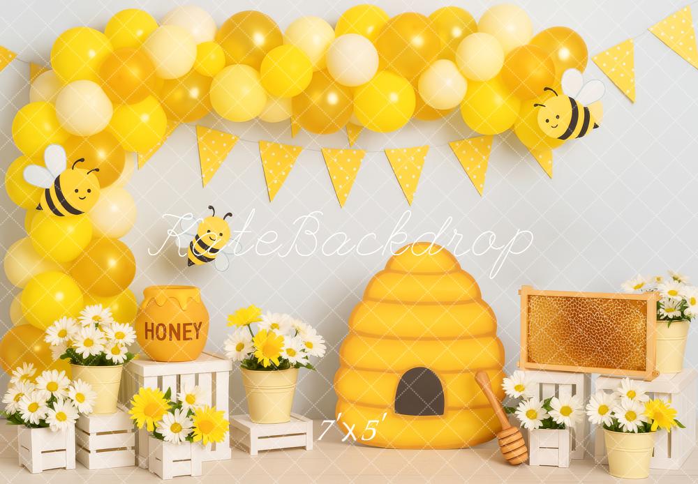 🔥50%OFF-Kate Cake Smash Biene Bienenstock Wabe Luftballon Hintergrund - Kate Backdrop.de