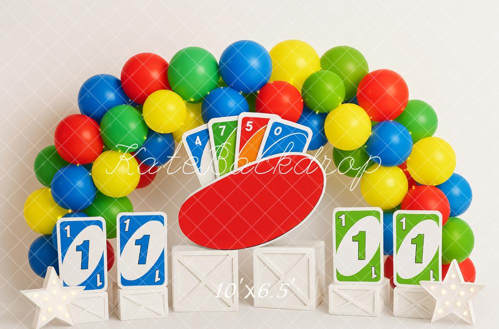 Kate Geburtstag Buntes Kartenspiel Luftballon Hintergrund Entworfen von Patty Robert