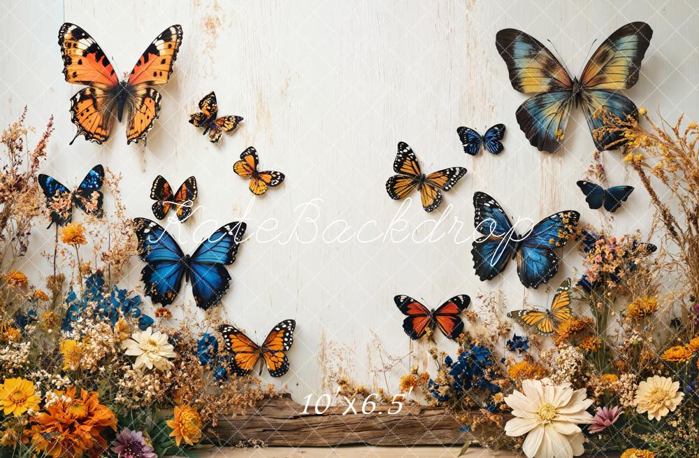 🔥50%OFF-Kate Schmetterling Blumen Garden Weiße Wand Hintergrund - Kate Backdrop.de