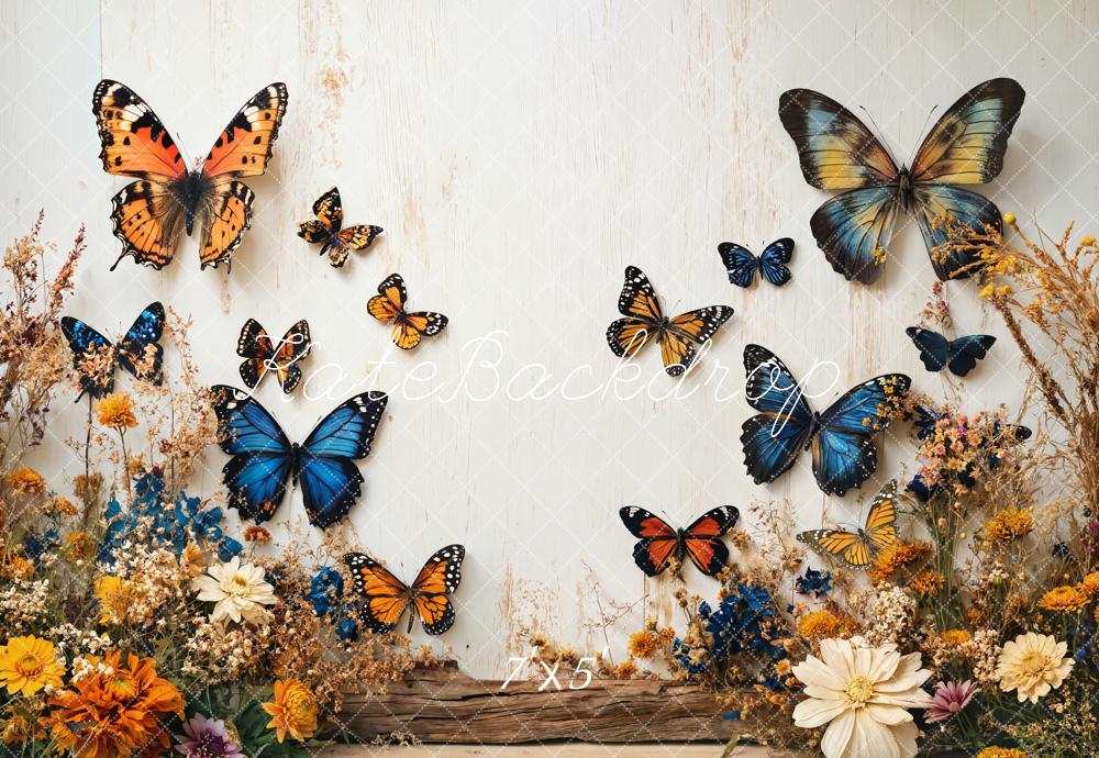 🔥50%OFF-Kate Schmetterling Blumen Garden Weiße Wand Hintergrund - Kate Backdrop.de