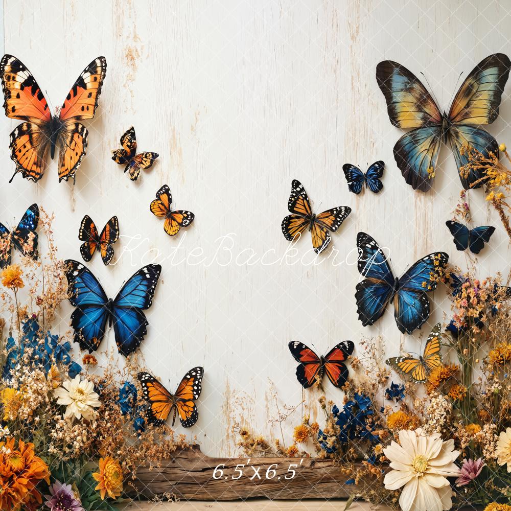 🔥50%OFF-Kate Schmetterling Blumen Garden Weiße Wand Hintergrund - Kate Backdrop.de