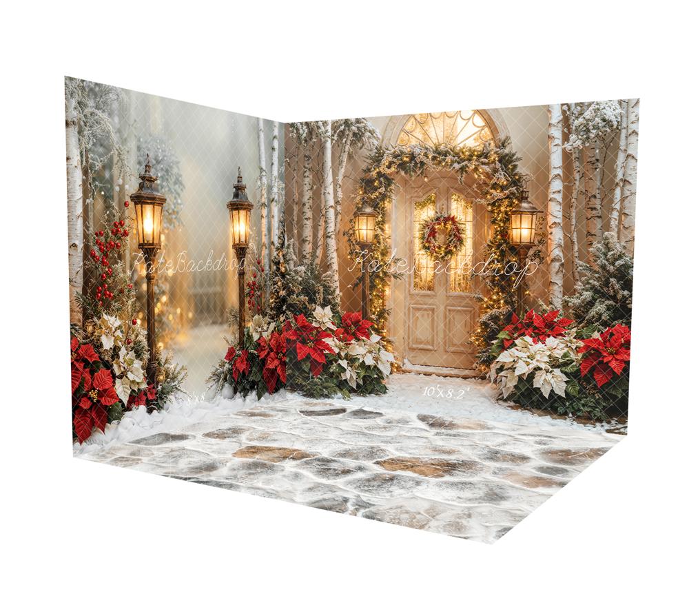 ⚡Blitzangebote-Kate Weihnachts-Türgirlande Weihnachtsstern Raum Hintergrund-Set - Kate Backdrop.de