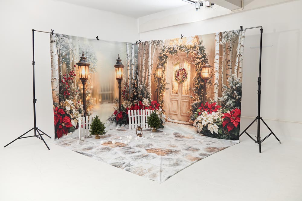 ⚡Blitzangebote-Kate Weihnachts-Türgirlande Weihnachtsstern Raum Hintergrund-Set - Kate Backdrop.de