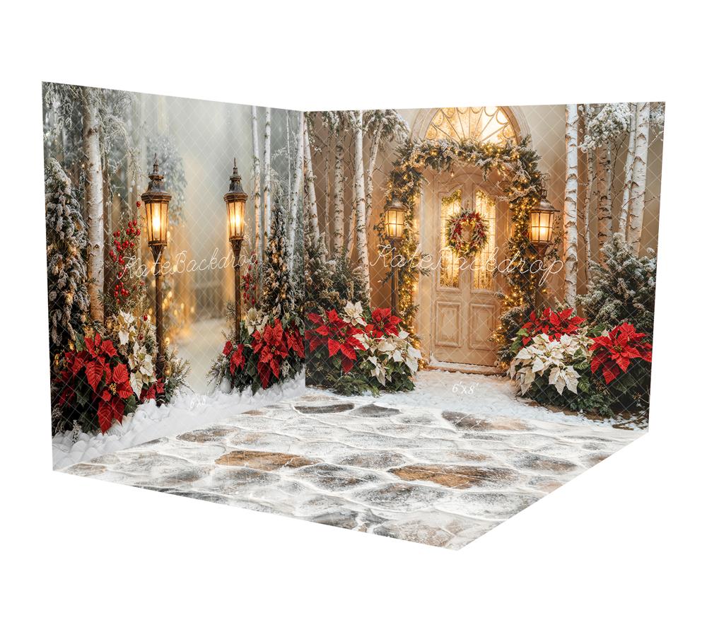 ⚡Blitzangebote-Kate Weihnachts-Türgirlande Weihnachtsstern Raum Hintergrund-Set - Kate Backdrop.de