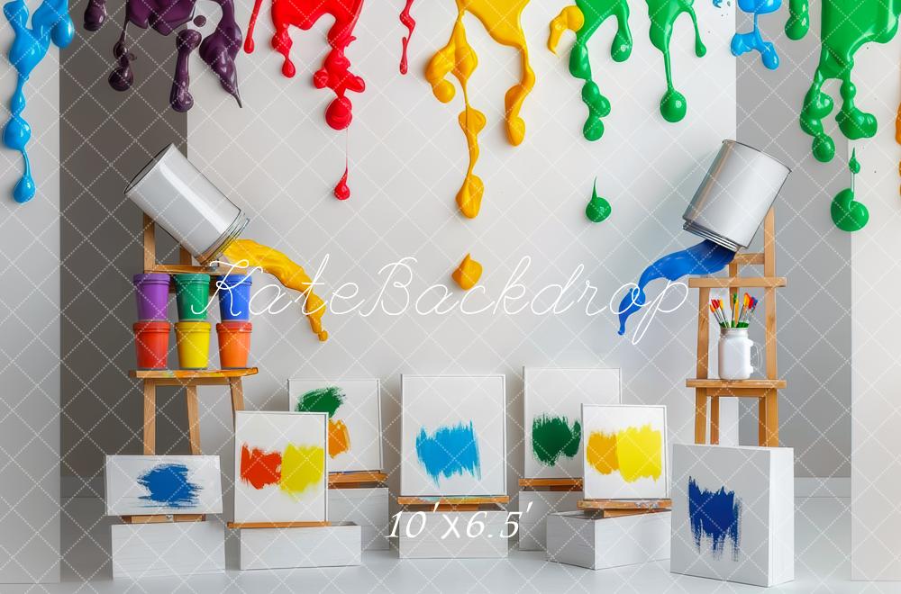 Kate Geburtstag Bunte Farbe Drip Kunst Hintergrund Entworfen von Mini MakeBelieve - Kate Backdrop.de