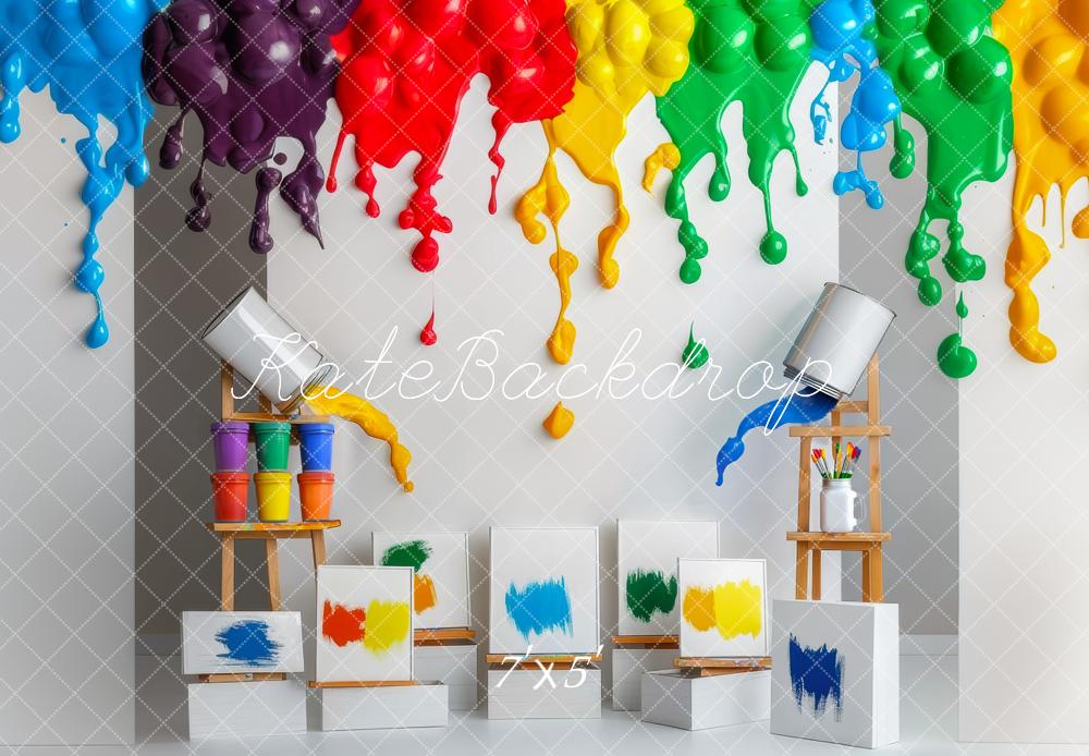 Kate Geburtstag Bunte Farbe Drip Kunst Hintergrund Entworfen von Mini MakeBelieve - Kate Backdrop.de