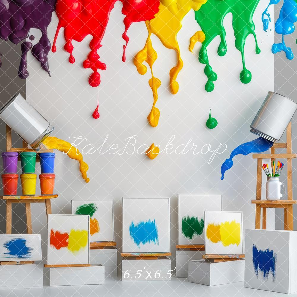 Kate Geburtstag Bunte Farbe Drip Kunst Hintergrund Entworfen von Mini MakeBelieve - Kate Backdrop.de