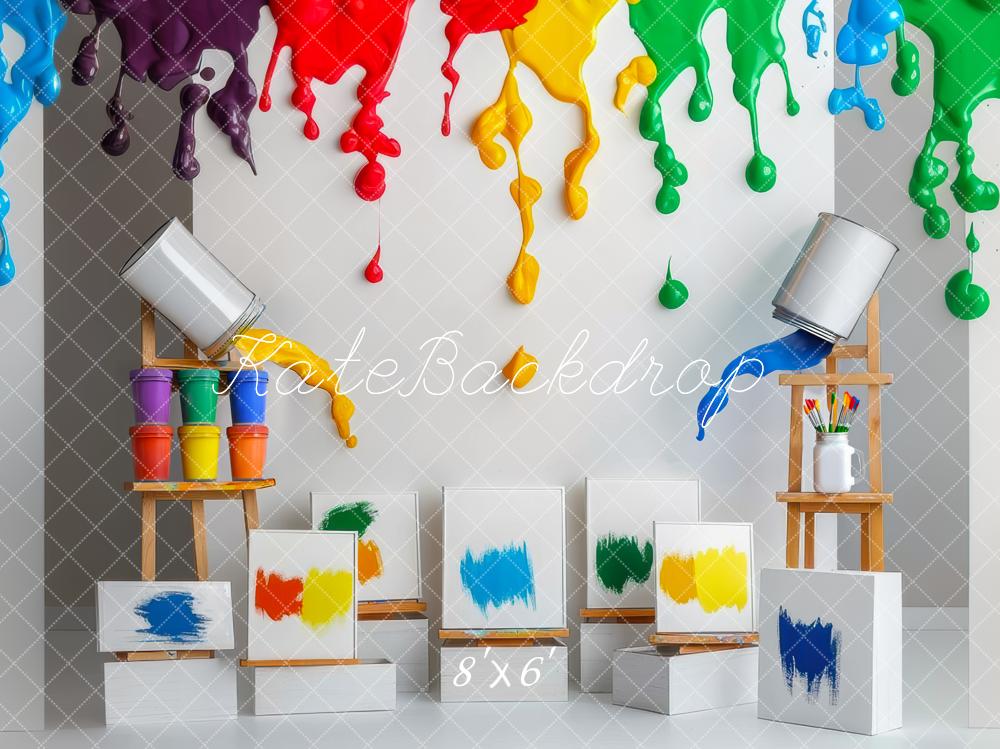 Kate Geburtstag Bunte Farbe Drip Kunst Hintergrund Entworfen von Mini MakeBelieve - Kate Backdrop.de