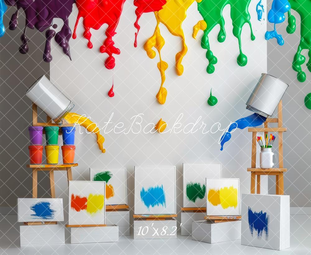 Kate Geburtstag Bunte Farbe Drip Kunst Hintergrund Entworfen von Mini MakeBelieve - Kate Backdrop.de