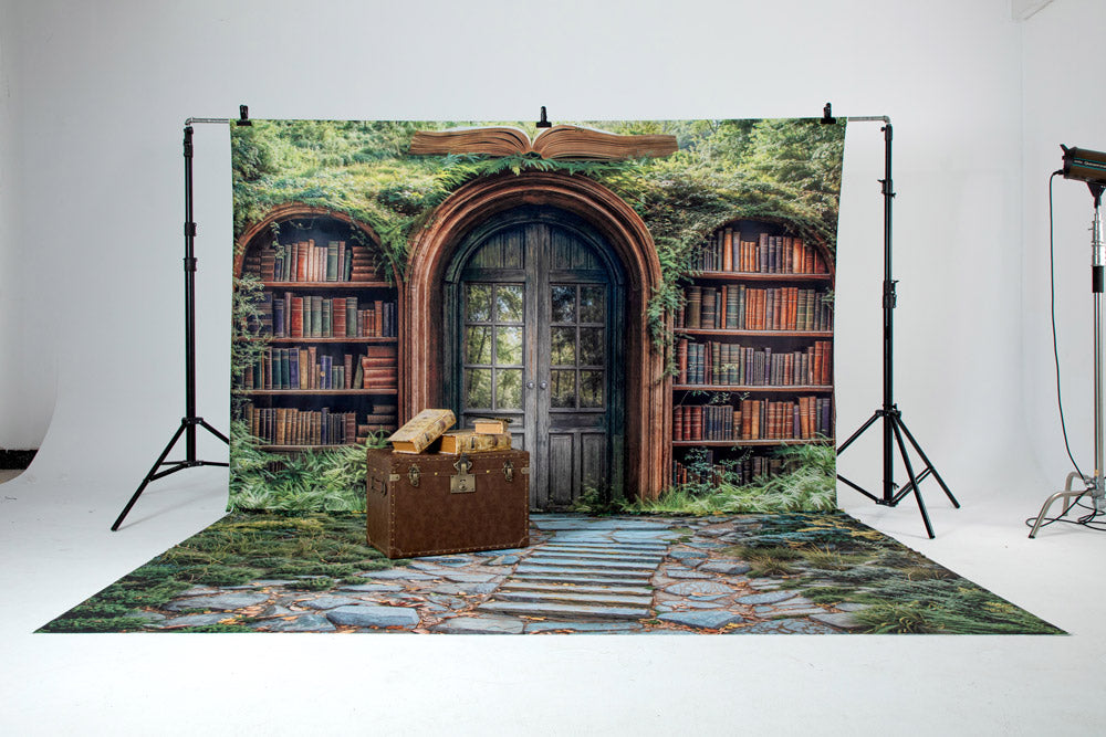Kate Märchenwald Bücherregal Tür Grün Hintergrund Entworfen von Emetselch