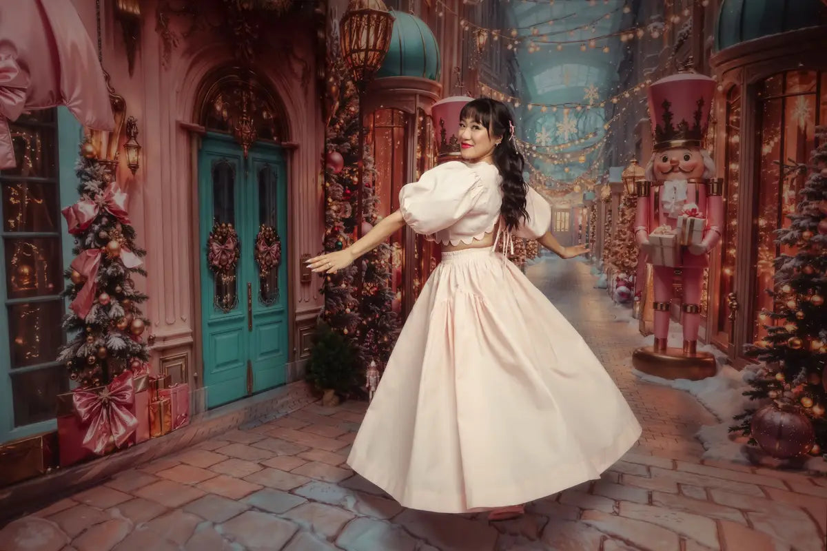 ⚡Blitzangebote #1-Kate Weihnachten Straße Nussknacker Shop Lichter Raum Hintergrund-Set