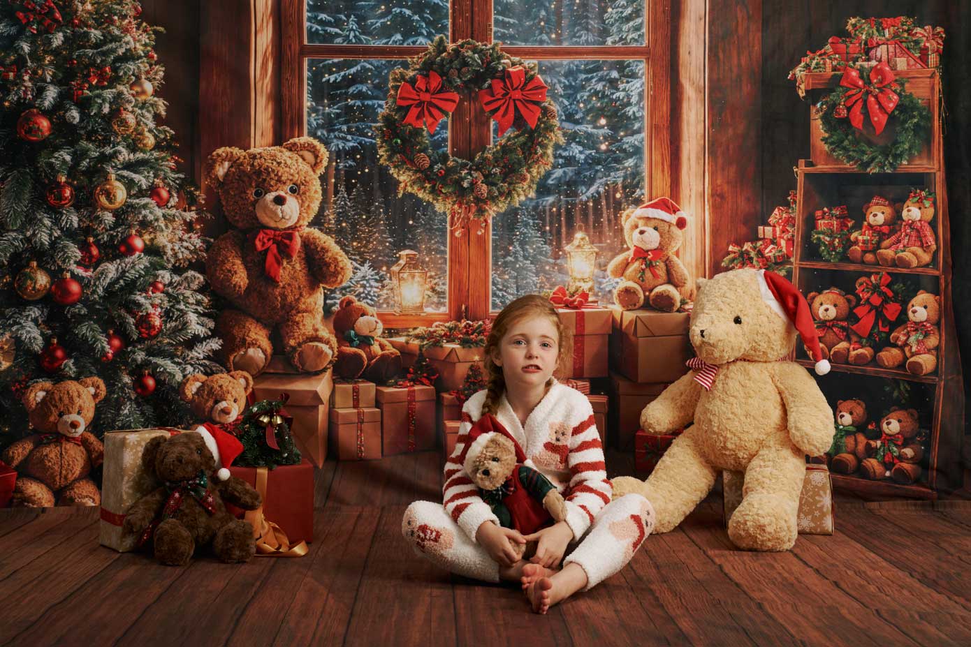 Kate Weihnachten Tannenbaum Geschenke Teddybären Hintergrund Entworfen von Emetselch