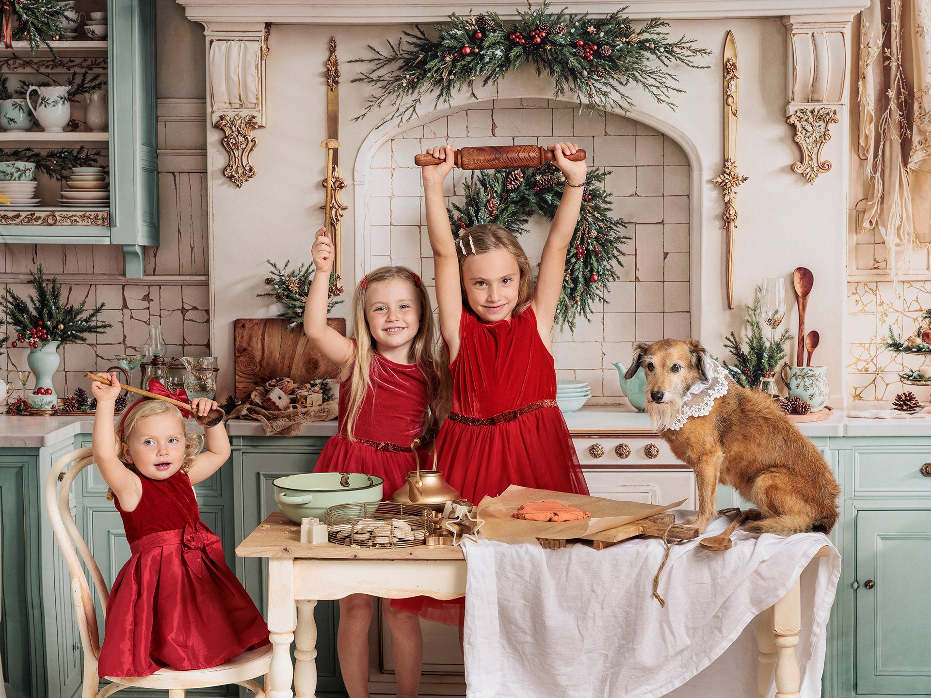 Kate Weihnachten Küche Kränze Vintage Hintergrund Entworfen von Emetselch