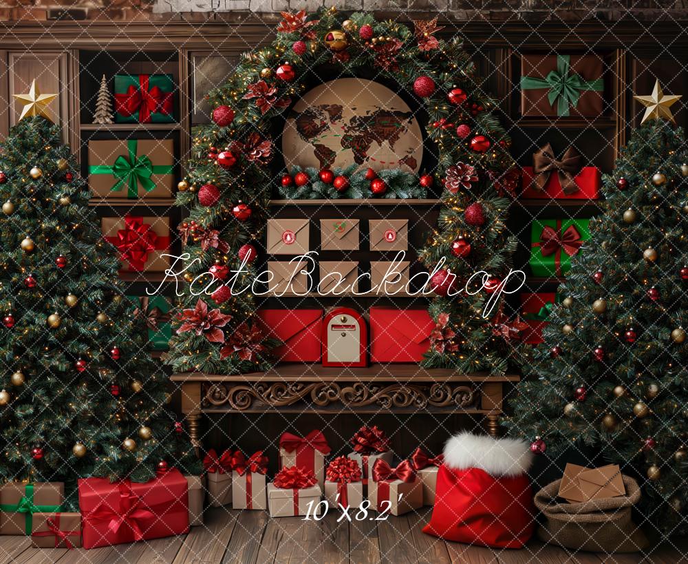 🔥50%OFF-Kate Weihnachten Baum Santa Poststelle Girlande Hintergrund - Kate Backdrop.de