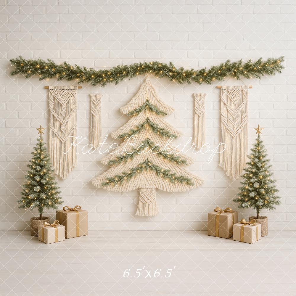 Kate Weihnachten Boho Makramee Baum Hintergrund von Ashley Paul - Kate Backdrop.de