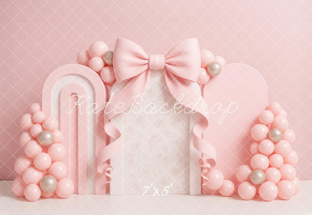 ⚡Blitzangebote #2-Kate Cake Smash Bow Rosa Luftballon Bogen Hintergrund - Kate Backdrop.de